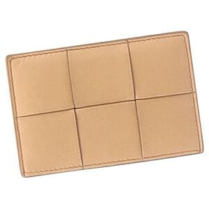 Bottega Veneta Intrecciato Card Holder in Beige Leather